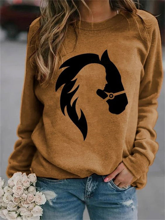 Wisherryy Western Cowgirl Horse Lover Graphic Sweatshirt