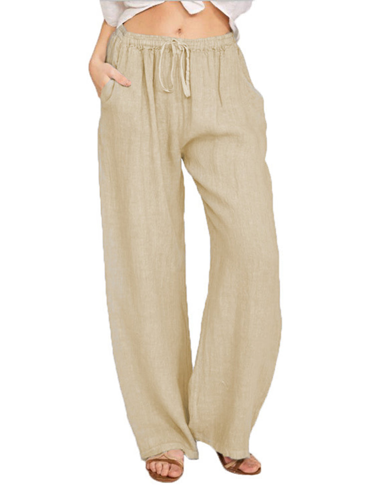 Large size loose cotton and linen casual pants
