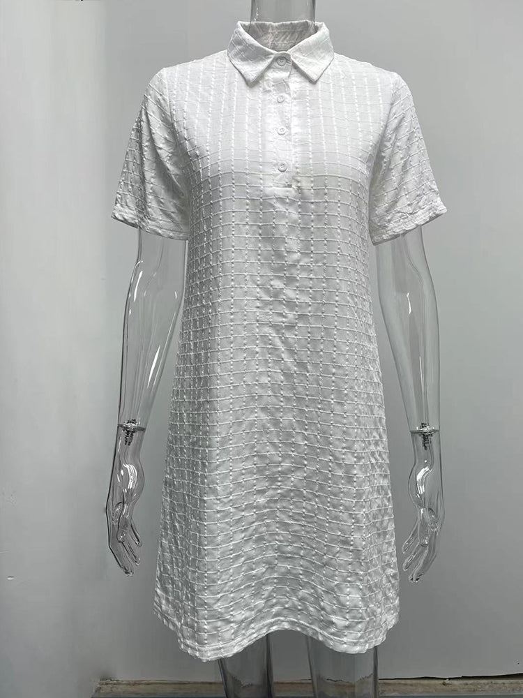 Casual shirt skirt lapel plaid dress