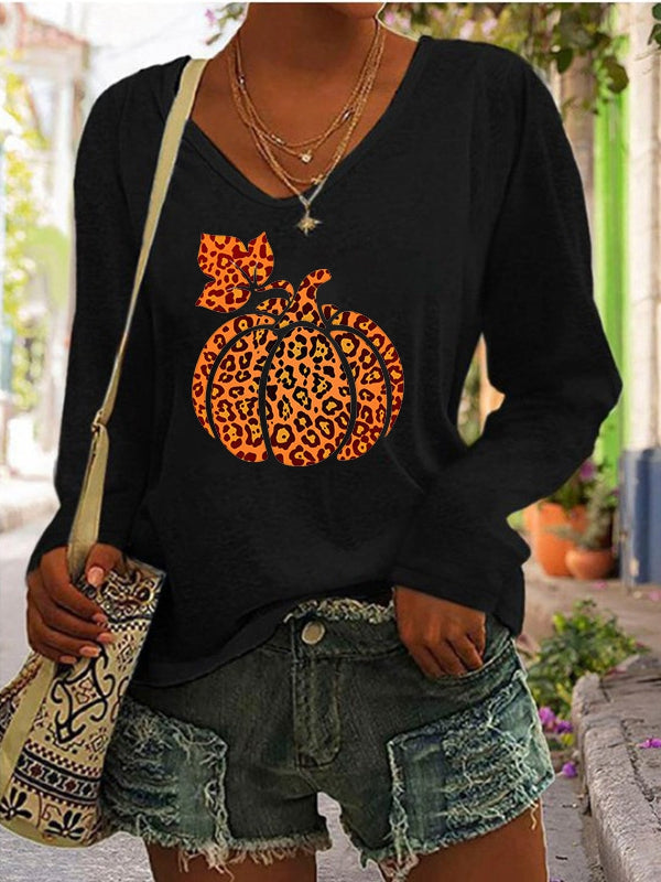 Women's  Pumpkin Halloween Casual Weekend T- shirt