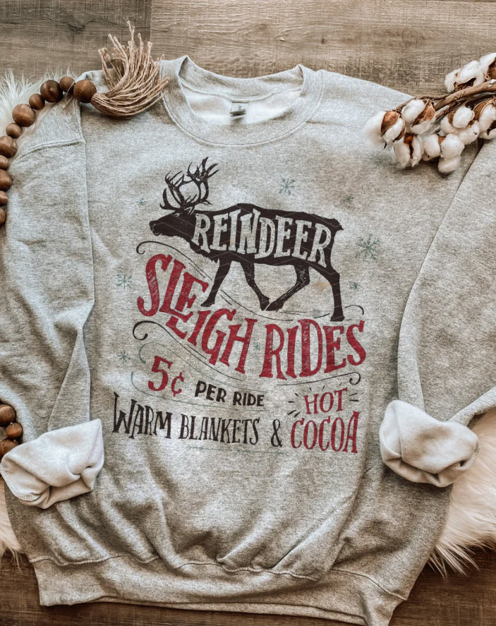 Christmas  Reindeer Sleigh Rides Vintage Holiday Sweatshirt