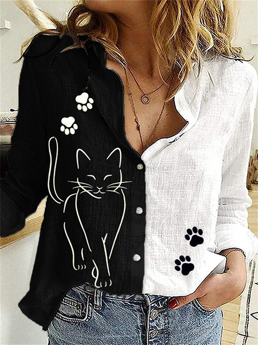 Casual Long sleeve Cat Blouse