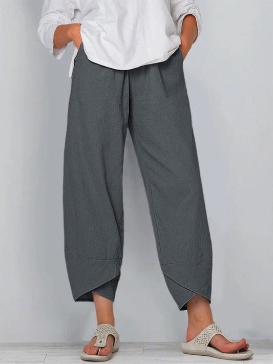 Womens Solid Color Simple Loose Casual Ankle pants