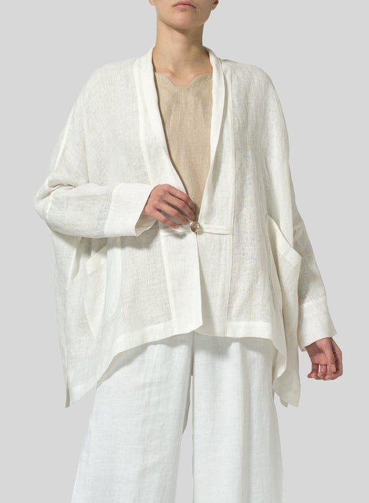Womens Cotton Linen Kimono Jacket