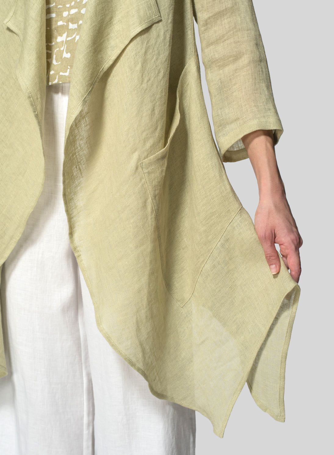 Cotton And Linen Waterfall Cardigan Irregular Jacket - boddysize