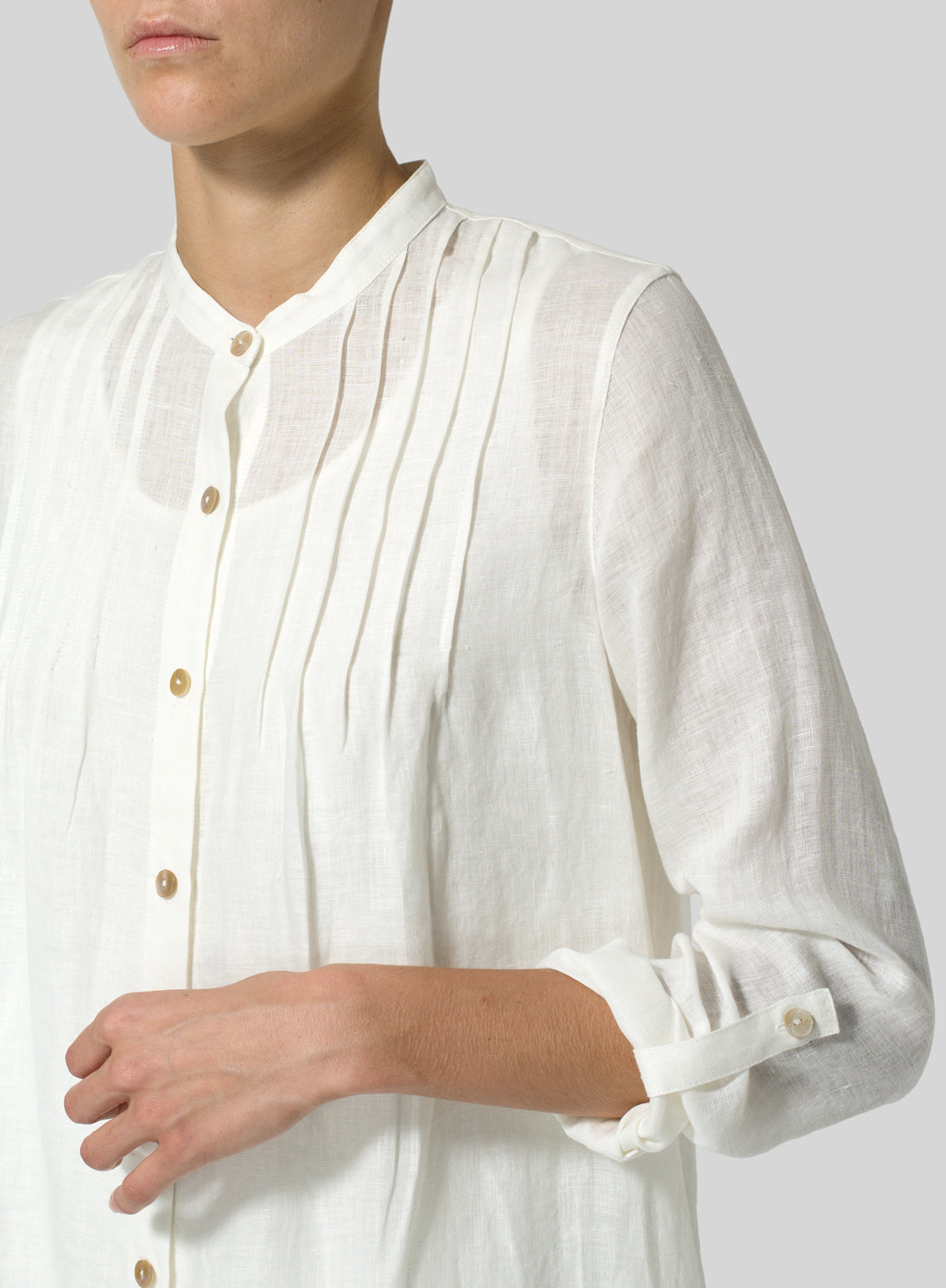 Cotton and Linen Long Sleeve Heart Collar Jacket - boddysize