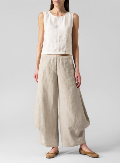 Cotton And Linen Flared Trousers - boddysize