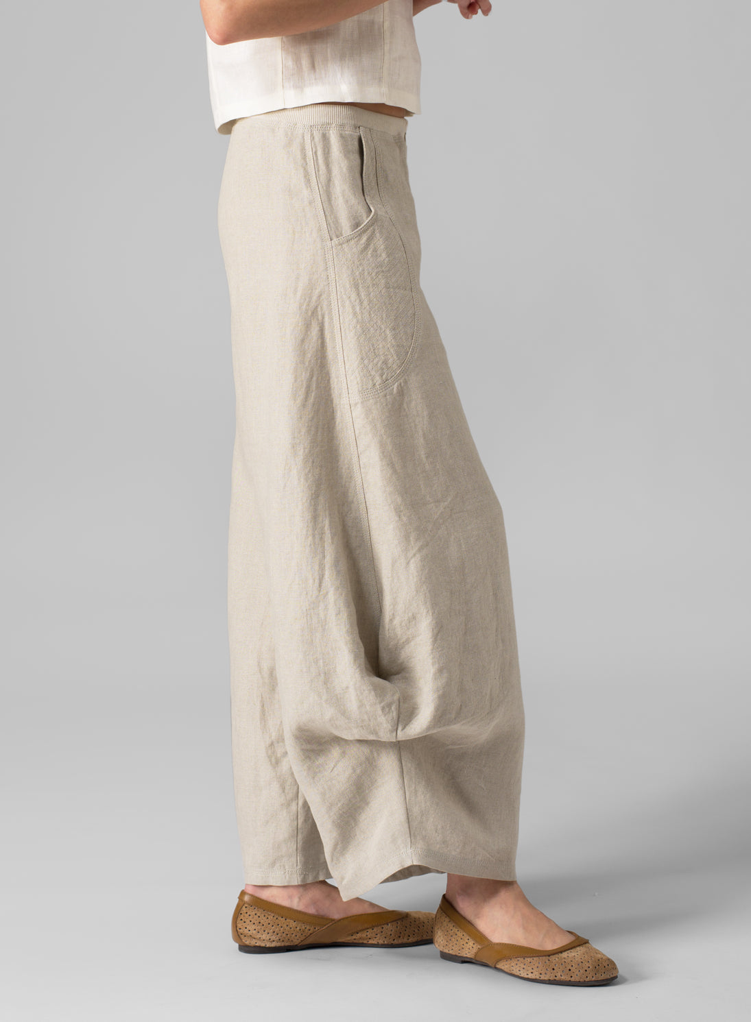 Cotton And Linen Flared Trousers - boddysize