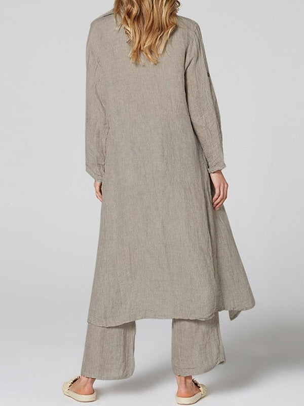 Cotton And Linen Long Sleeve Vintage Loose Cover Up - boddysize