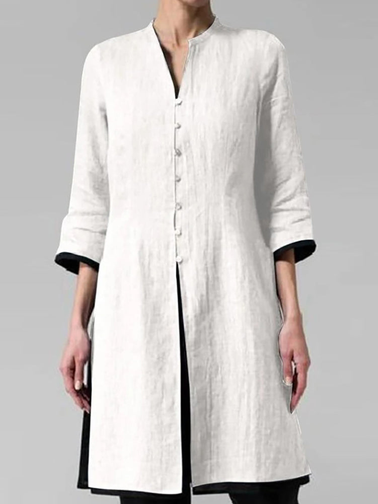 Irregular Cotton And Linen Shirt Cardigan - boddysize