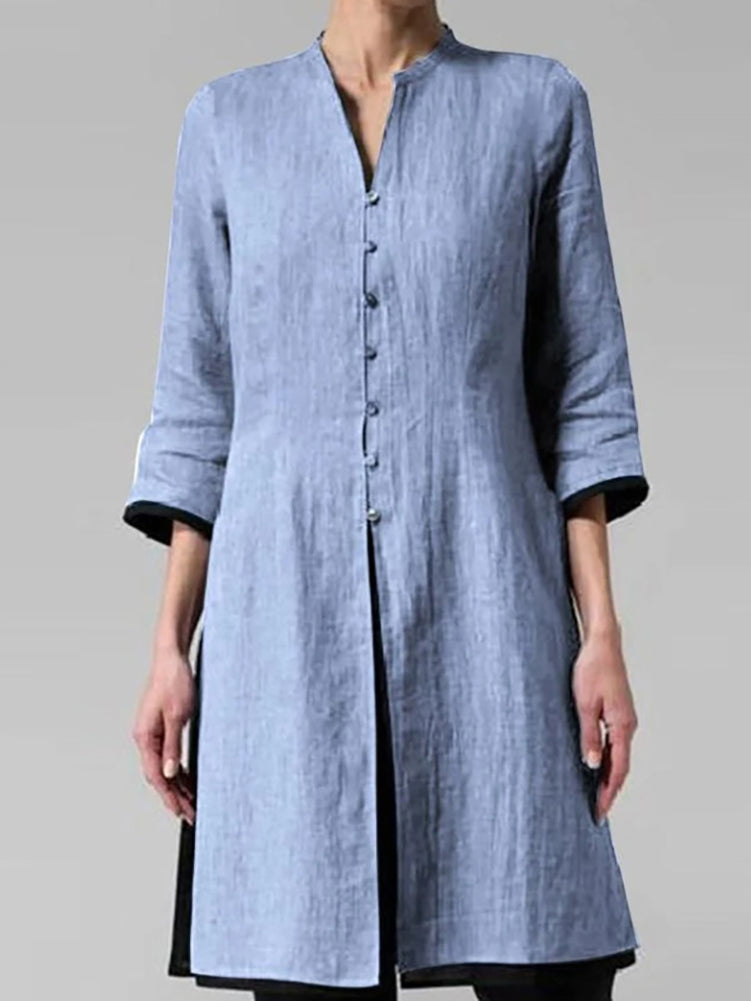 Irregular Cotton And Linen Shirt Cardigan - boddysize