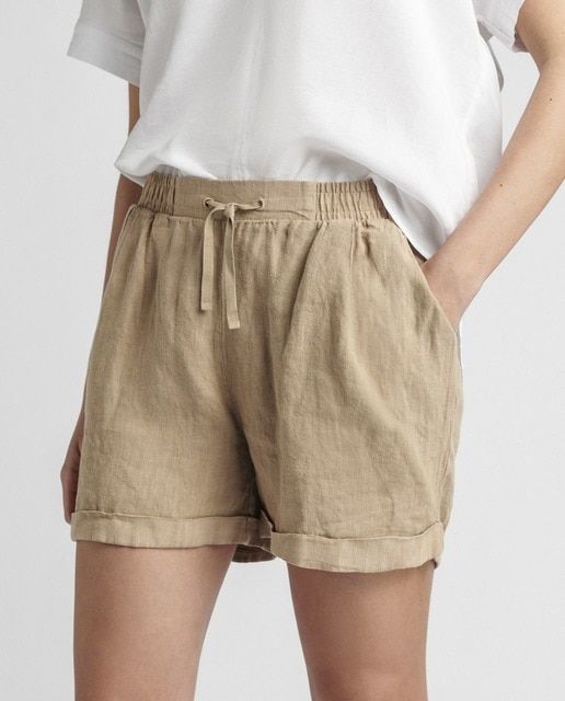 Cotton -Linen Simple Stylish Drawstring Shorts - boddysize