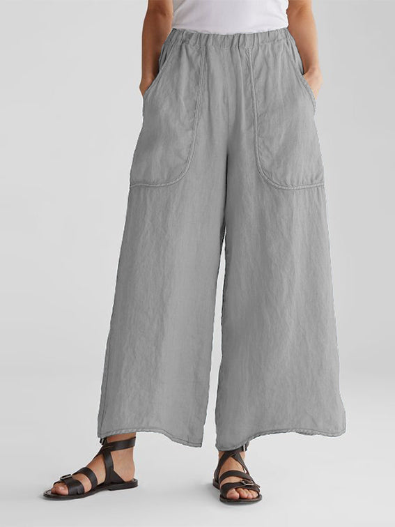 Cotton-Linen big pocket loose fit daily casual Pants - boddysize