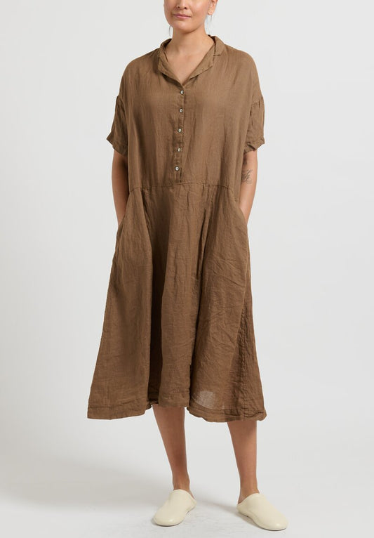Brown Light Cotton Linen Dress - boddysize