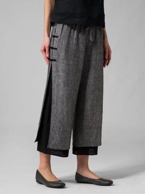 Cotton-linen Fashion Ankle Pants - boddysize