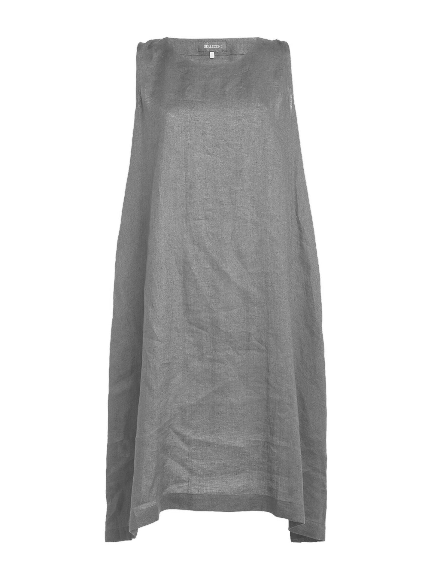Cotton Linen Sleeveless Midi Dandelion Dress - boddysize