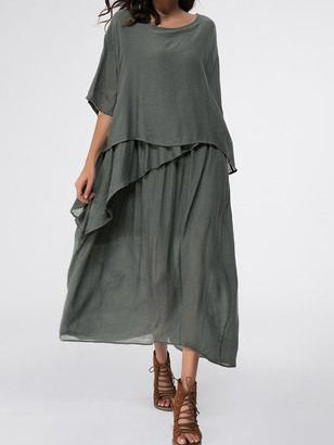 Cotton And Linen Layered Asymmetric Skirt Hem - boddysize