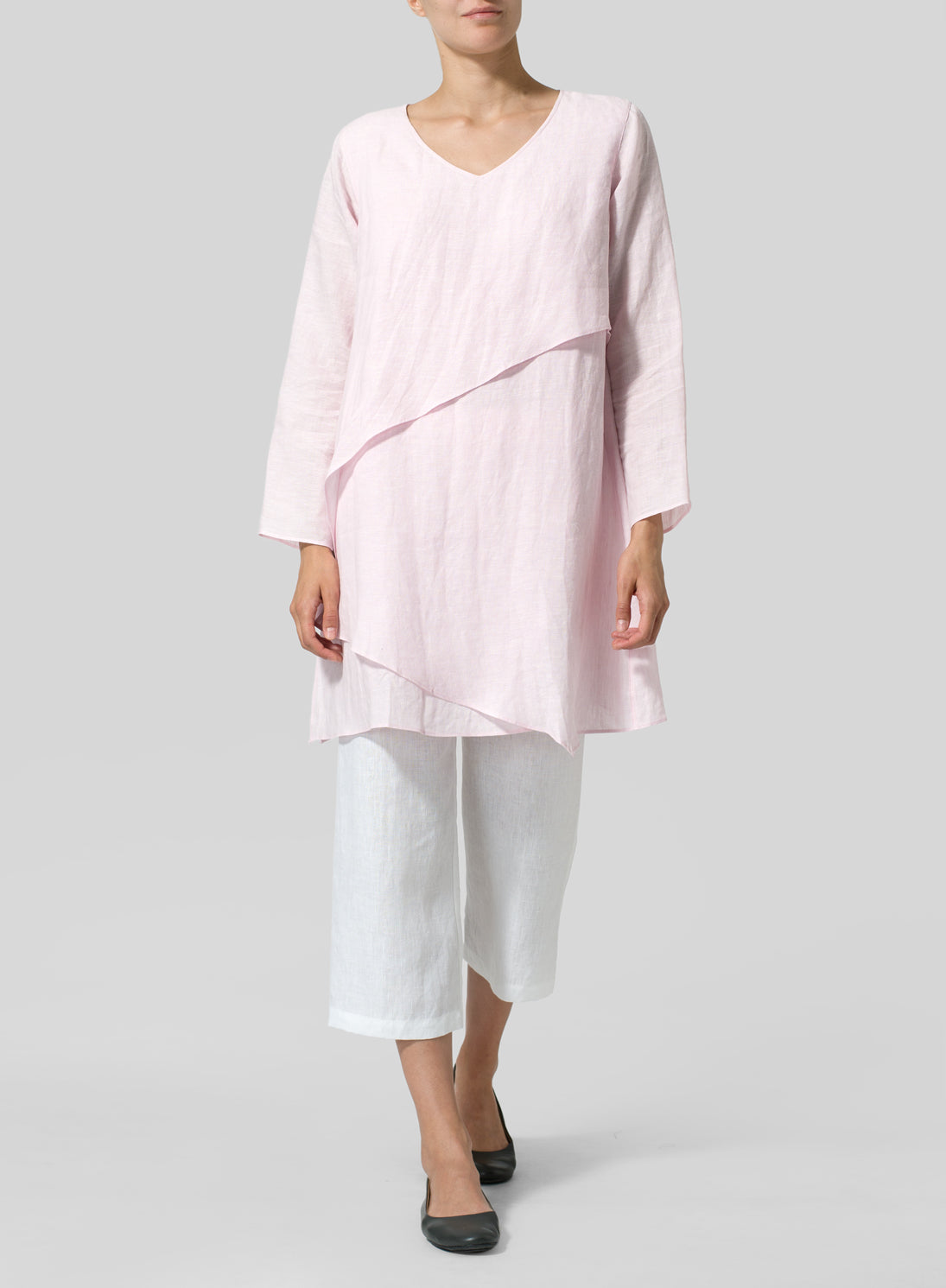 Womens Cotton Linen Irregular Layered Breathable Shirt
