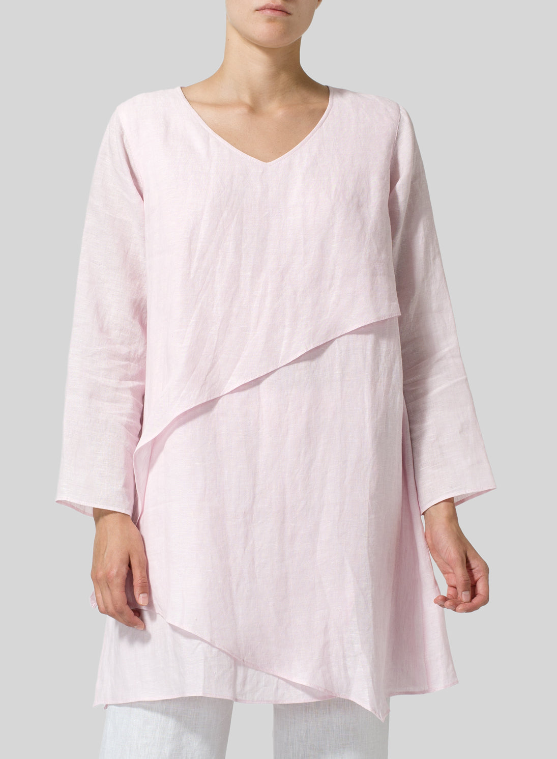 Womens Cotton Linen Irregular Layered Breathable Shirt