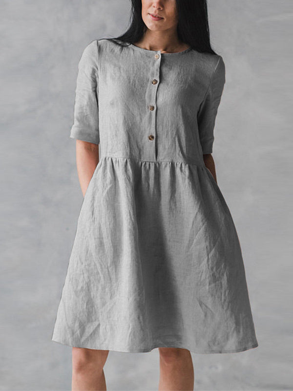 Cotton Linen Cardigan Slim Dress - boddysize