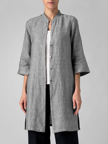 Cotton And Linen Irregular Shirt Cardigan - boddysize