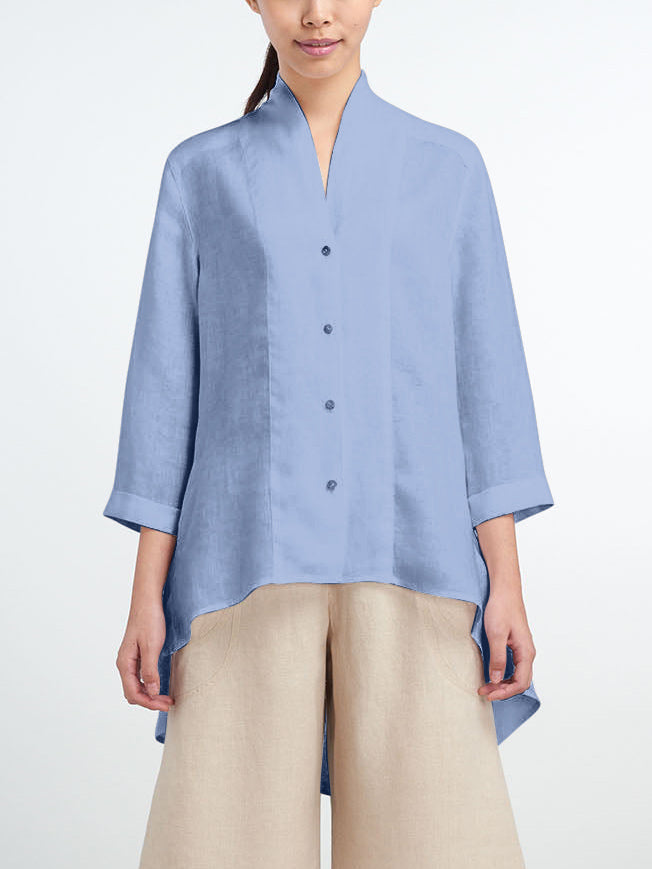 Cotton And Linen Kimono Neck Tunic - boddysize