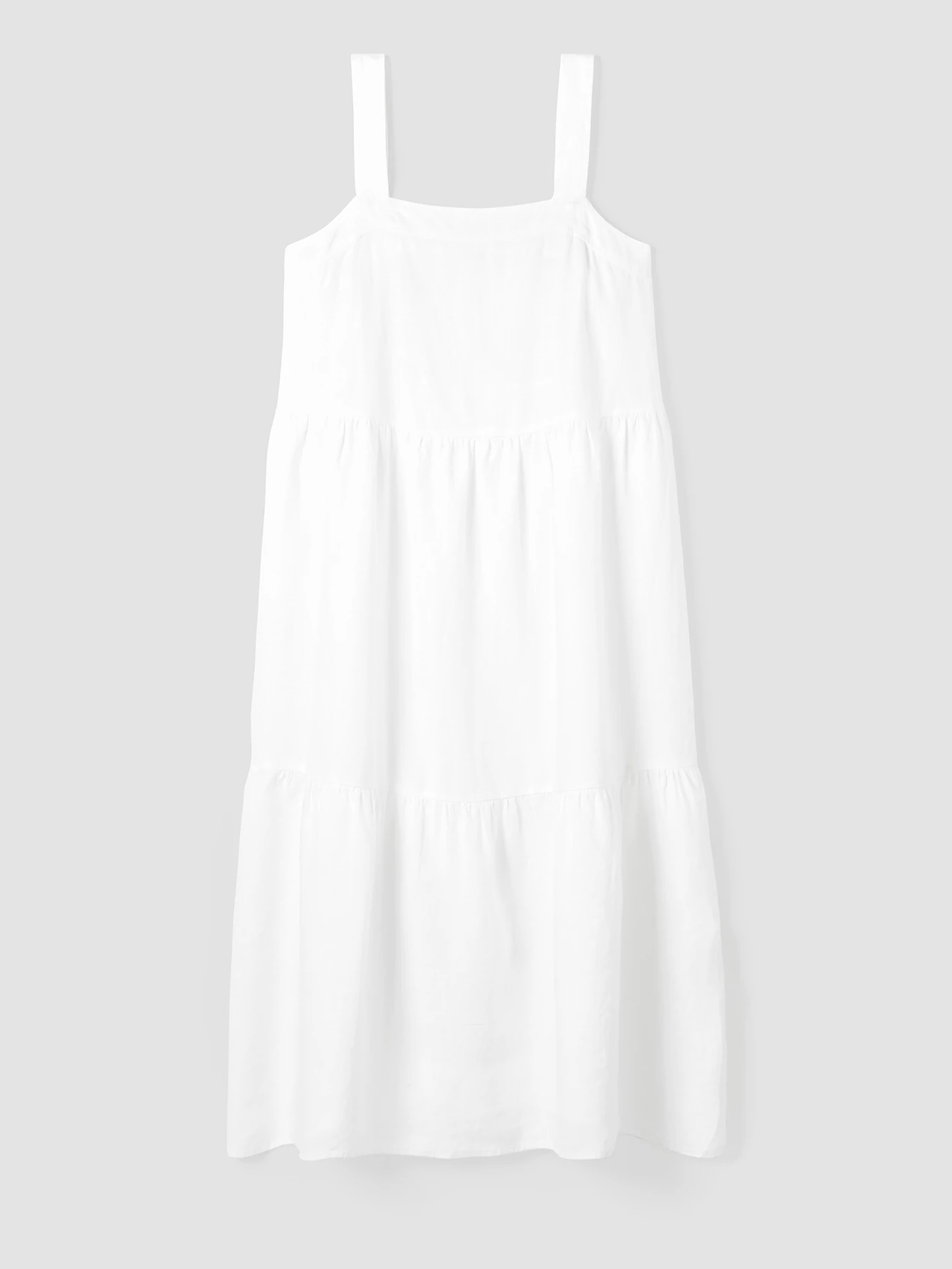 Washed Organic Cotton And Linen Tiered Crinkle Dress