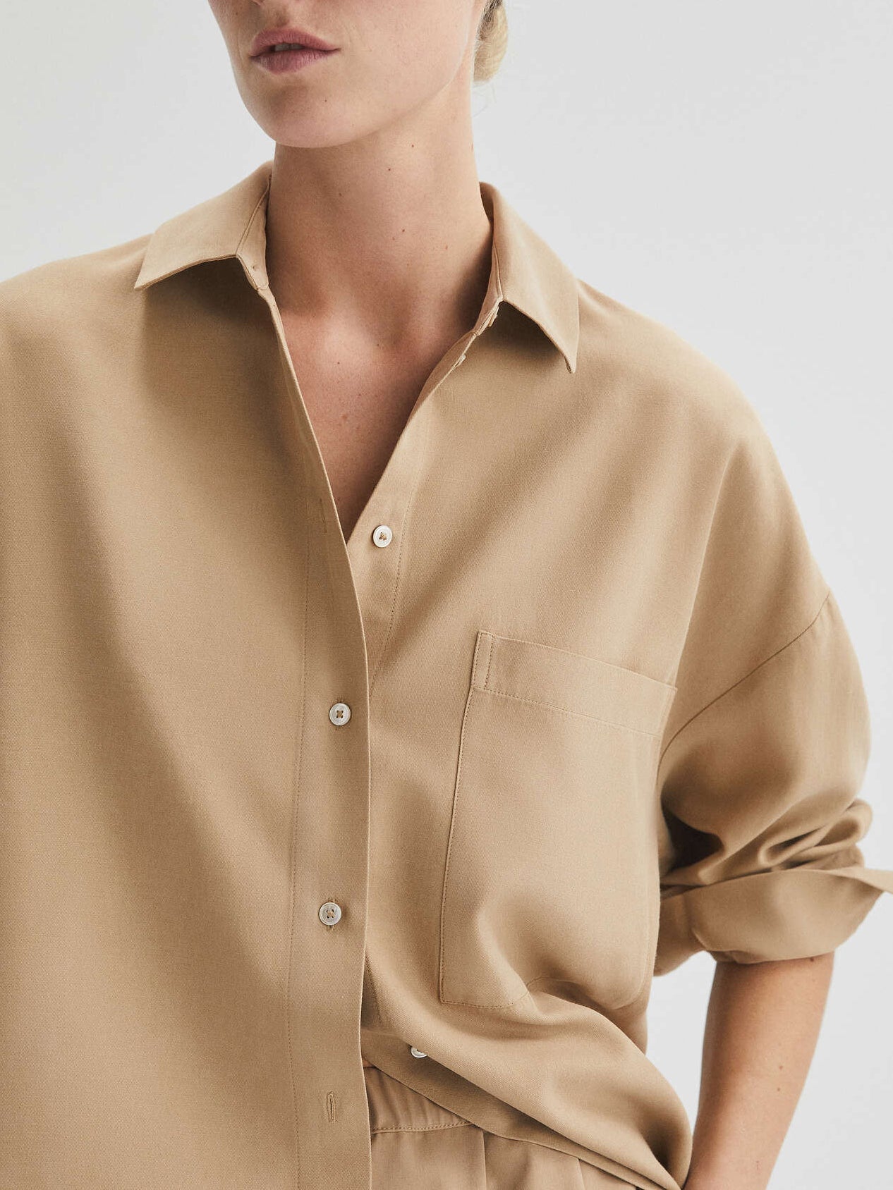Cotton-Blend Long-Sleeve Oversize Shirt - boddysize