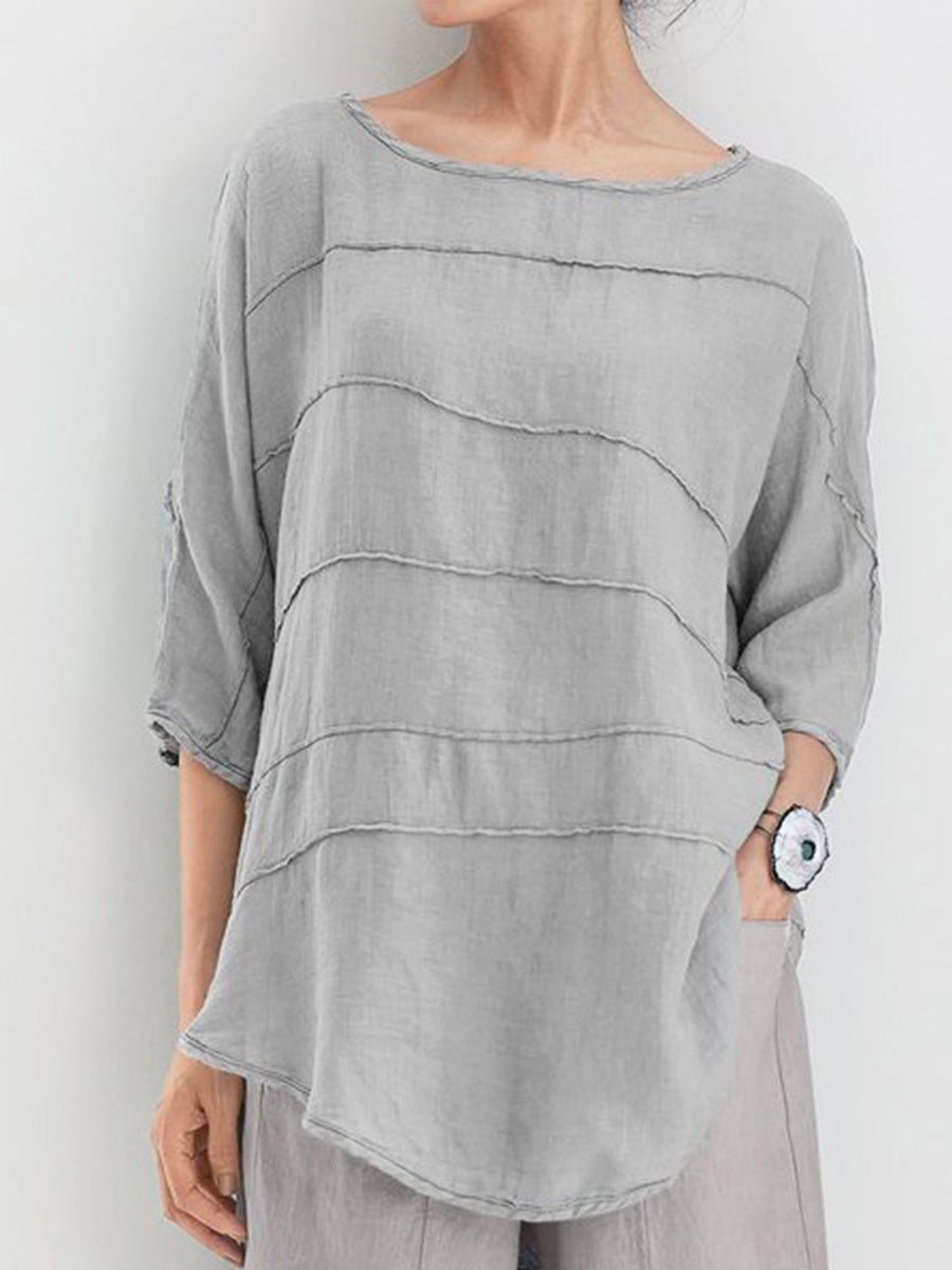 Three-Quarter Batwing Sleeves Loose Plus Size Blouses