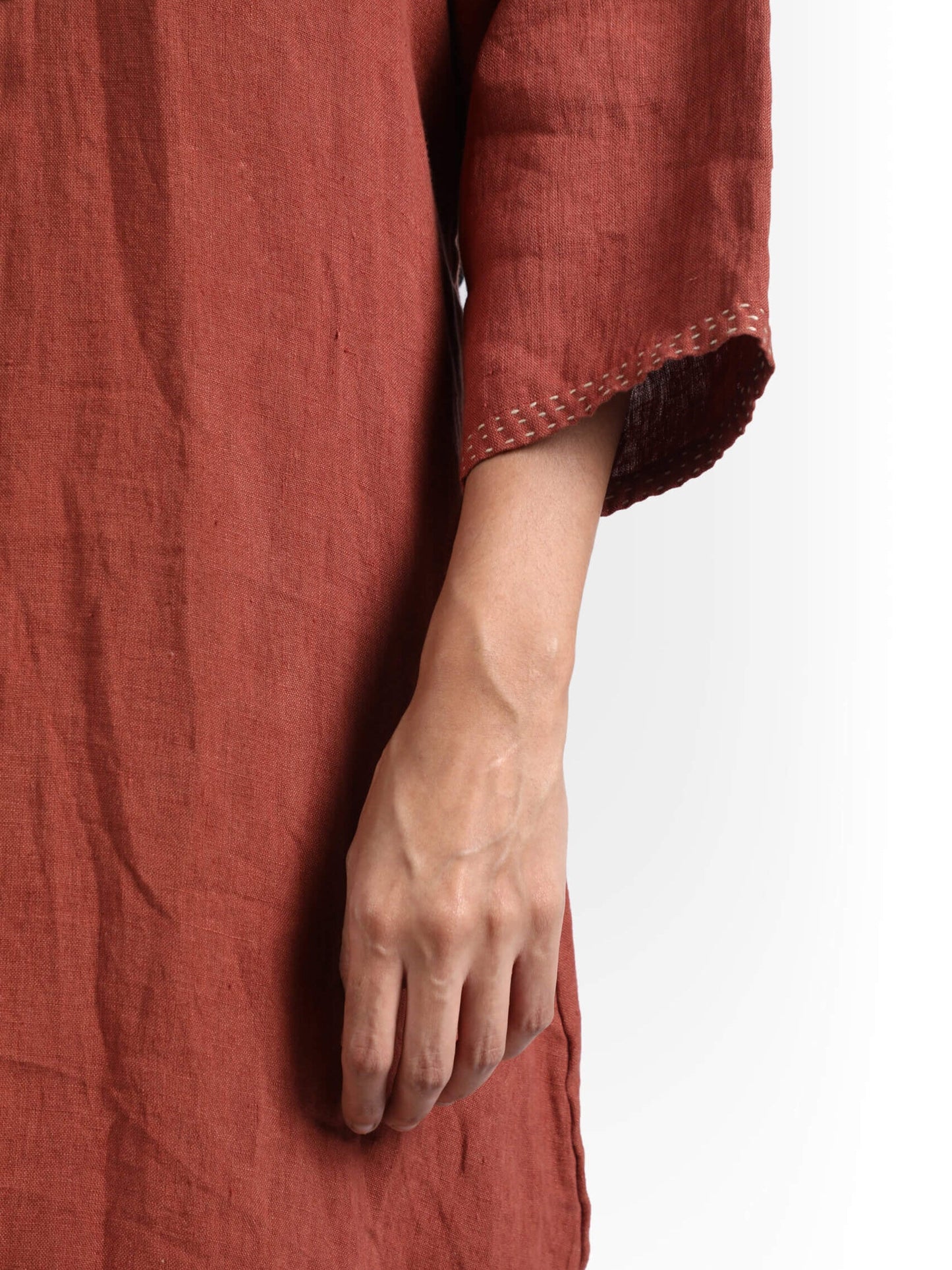 Solid Color Three-Quarter Sleeve Casual Shirt Dress