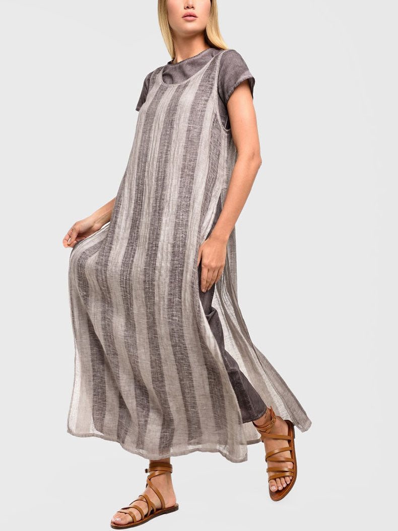 Striped hand-scrambled dress