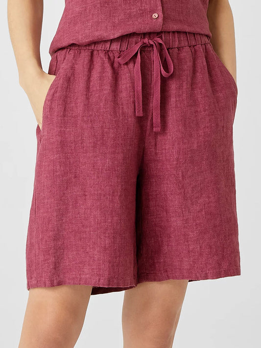 Relaxed Organic Cotton And Linen Shorts