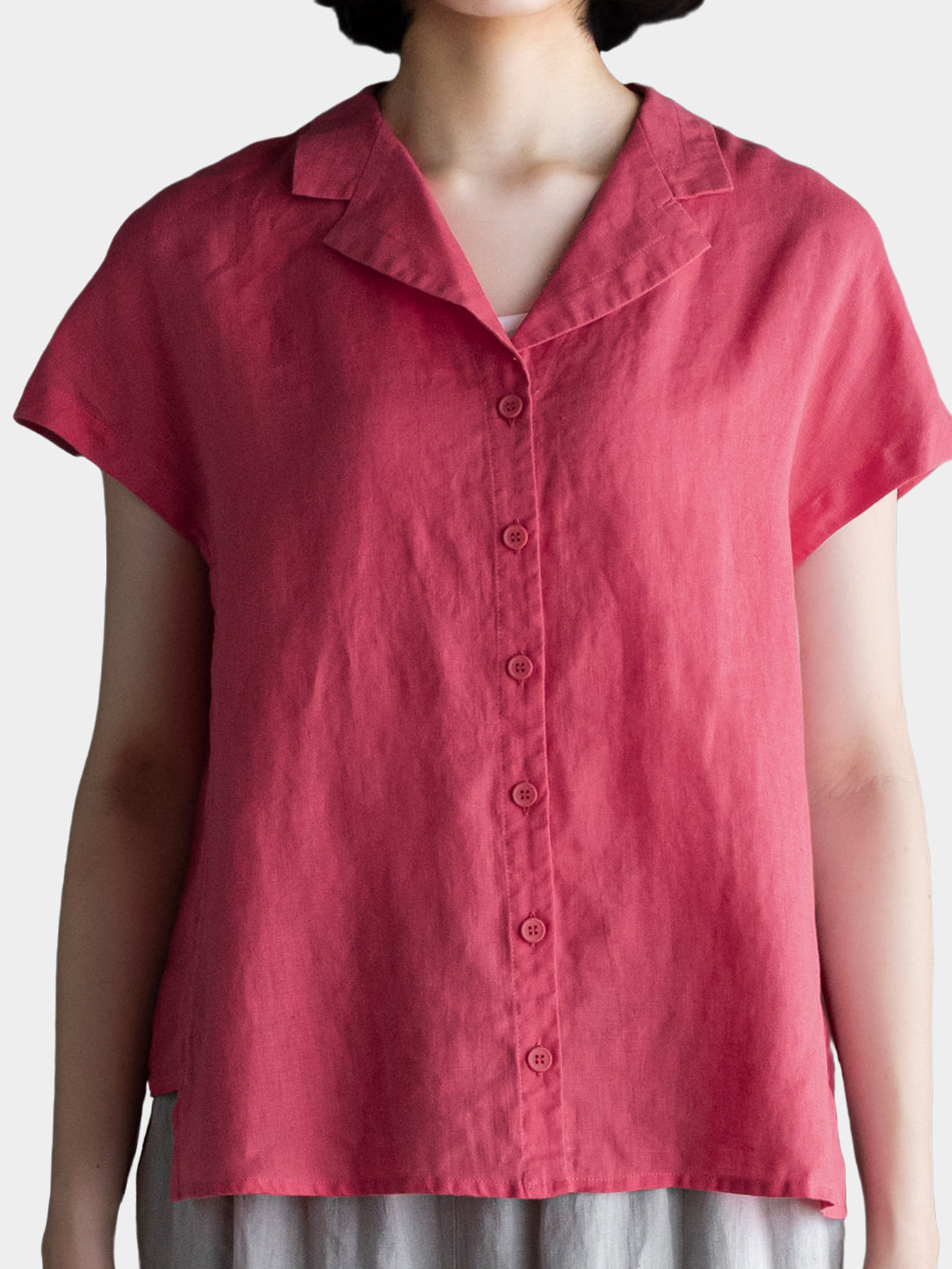 Ladies Button Down Cropped Shirt