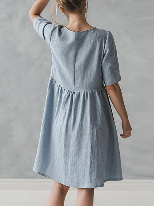 Mid-Sleeve Mid-Length Doll Dress