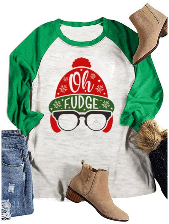 Women's Oh Fudge! A Christmas Story  3/4 Panel Raglan Sleeve T-Shirt