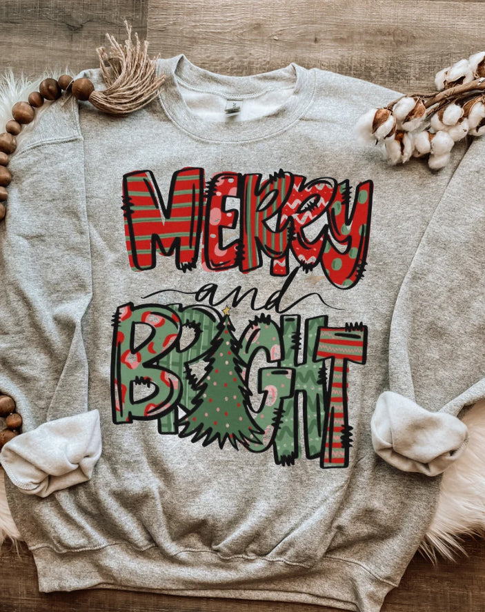 Merry and Bright Christmas Holiday Sweatshirt