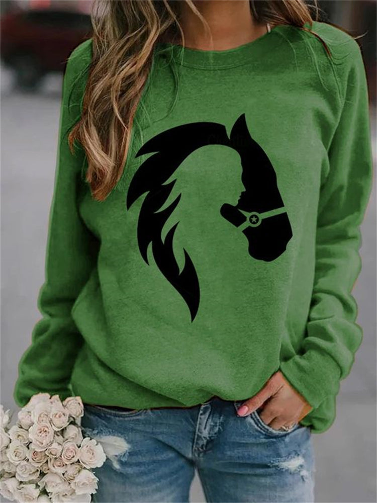 Wisherryy Western Cowgirl Horse Lover Graphic Sweatshirt