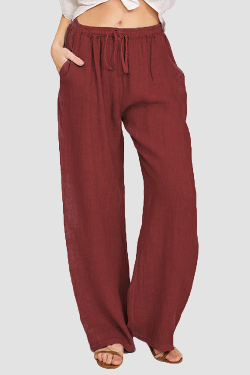 Womens Classic Loose Cotton Linen Casual Trousers