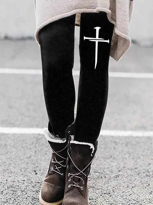 Women’s Nail Cross Faith Printed Leggings