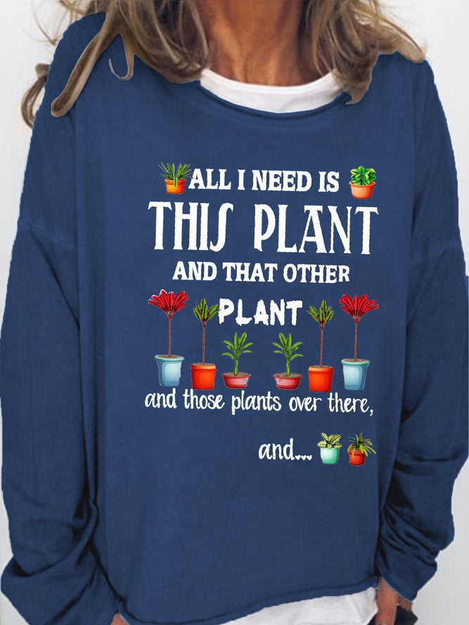 Womens Funny Plant Lover Letter Casual Sweatshirts