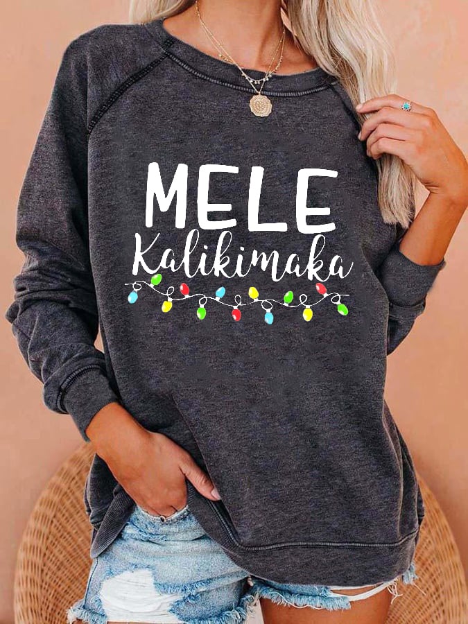 Women's Mele kalikimaka Print Sweatshirt Print Sweatshirt