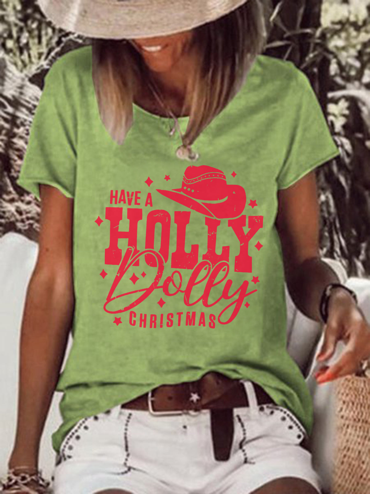 Have A Holly Dolly Christmas Crew Neck Tee