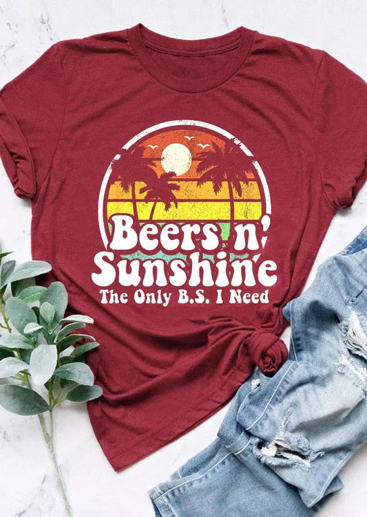 Beers N' Sunshine The Only B.S. I Need T-Shirt