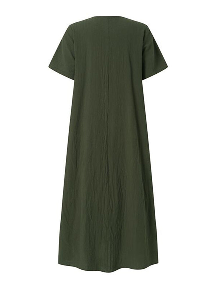 Solid Color  Loose Short Sleeve Dress