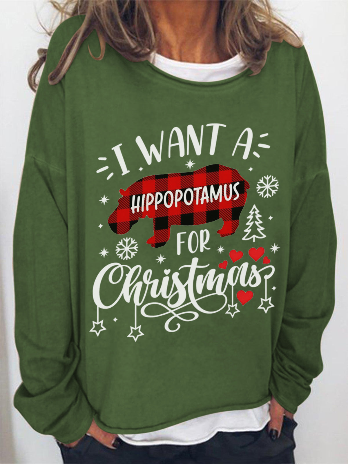I Want A Hippopotamus For Christmas Holiday Casual Sweatshirt
