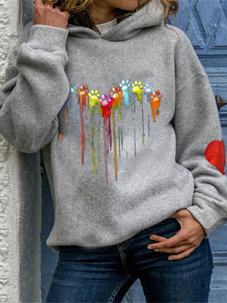 Women's Pullover Hoodie Sweatshirt Heart Patchwork Print Daily Weekend Casual Streetwear Hoodies