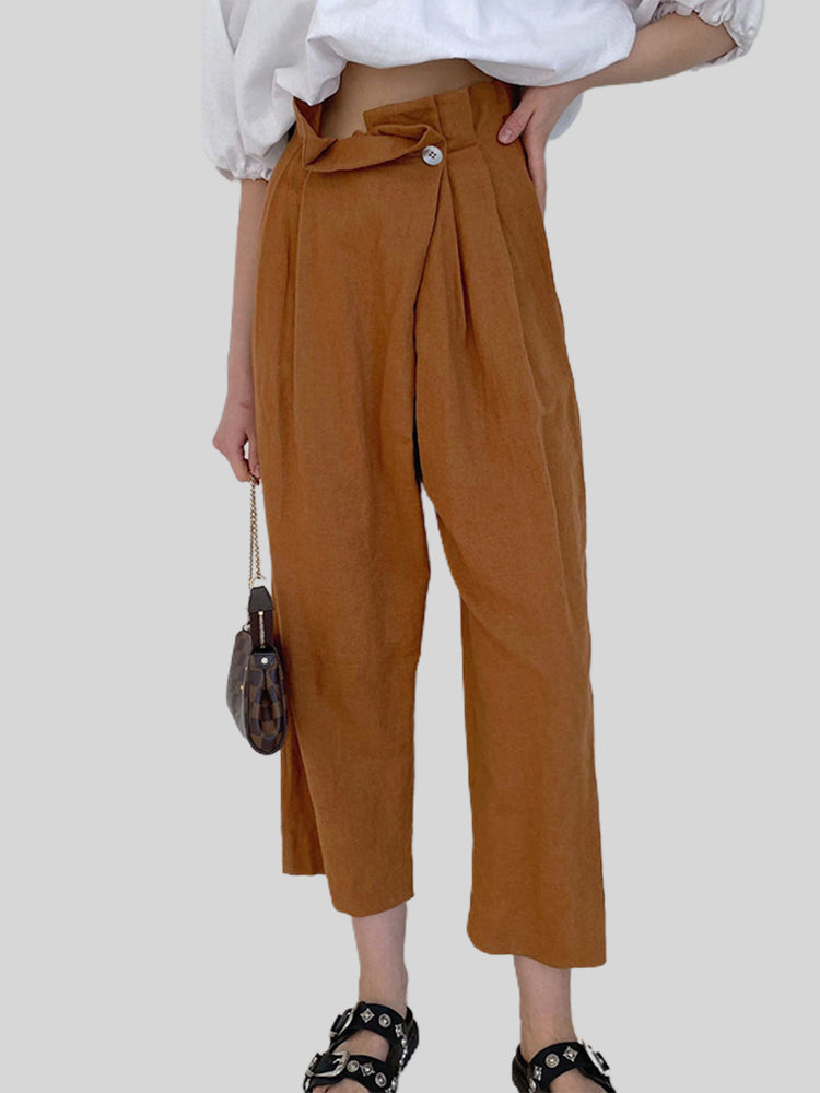 Flower bud pants women's high waist design fashion casual pants