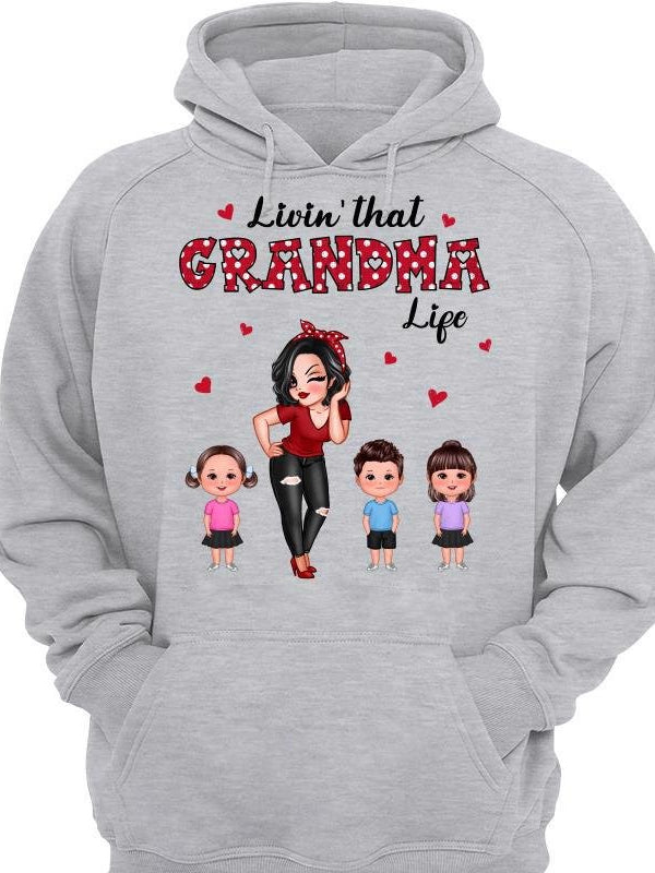 Polka Dot Pattern Grandma And Grandkids Personalized print  hoodie