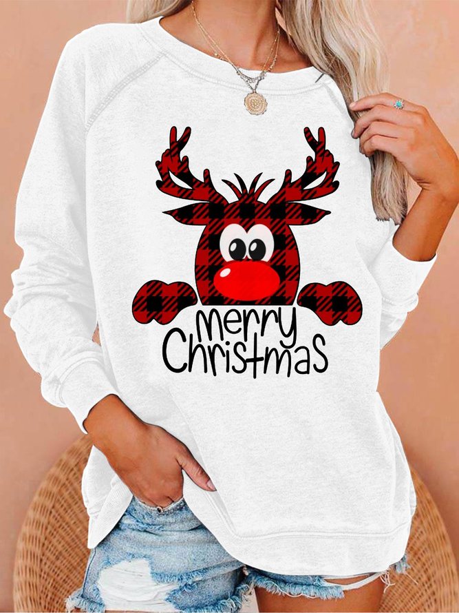 Women Funny Christmas Crew Neck Loose Sweatshirts