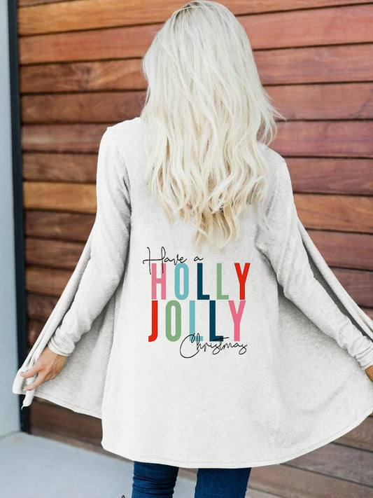 Have A Holly Jolly Christmas Print Long Sleeve Cardigan
